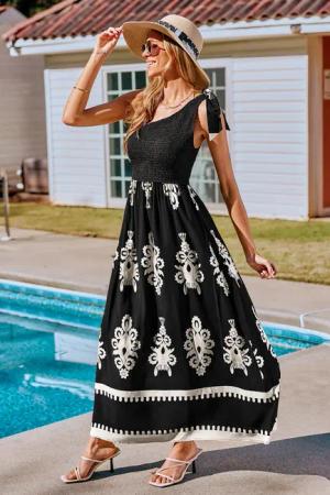 Verziertes Asymmetrischer Ausschnitt Maxikleid