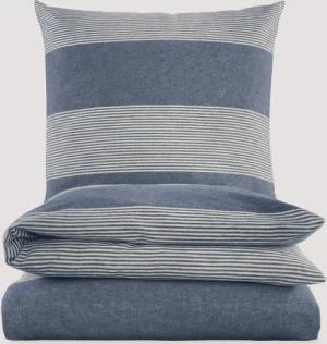 hessnatur Biber Bettwäsche-Set SEON aus Bio-Baumwolle - blau - Größe 155x220 / 80x80 cm