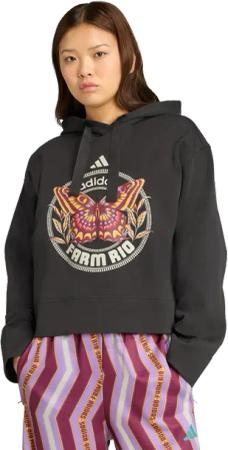 Adidas X Farm Hoodie Damen Kapuzenpullover - Schwarz - Größe 42 - Baumwoll-Jersey