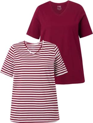 Ulla Popken T-Shirt T-Shirts 2er-Pack Ringel/uni