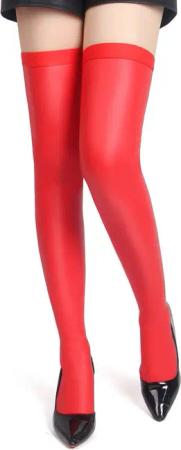 Lau-Fashion Strapsstrümpfe Overknees Lack Leder Wetlook
