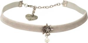 Alpenflüstern Choker Trachten-Samt-Kropfband Strass-Edelweiß Perle (grau),