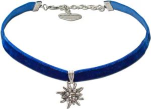 Alpenflüstern Choker Trachten-Samt-Kropfband Strass-Edelweiß klein (blau),