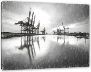 Pixxprint Leinwandbild Hafen im Abendschein, Hafen