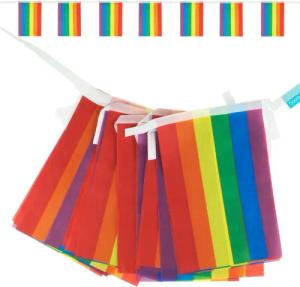 Goodymax Hängedekoration Wimpelkette Regenbogen Streifen Polyester-Stoff