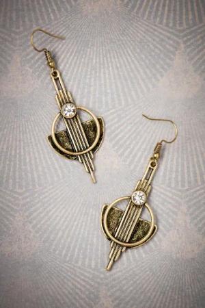 Art-Deco-Messing-Ohrringe in Gold