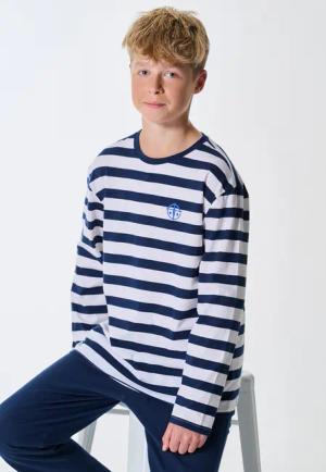 Schlafanzug lang Streifen admiral - SCHIESSER 150 Years 140