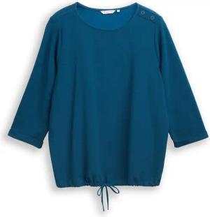 TOM TAILOR Damen Plus Size - Langarmshirt mit Knopf-Details, blau, Uni, Gr. 46