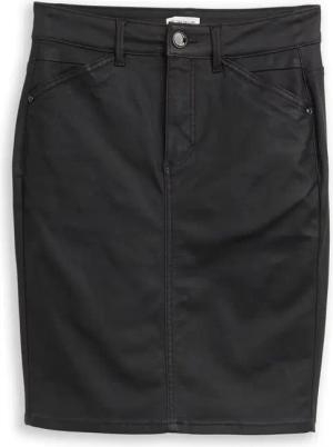 TOM TAILOR Damen Coated Jeansrock, schwarz, Uni, Gr. 46