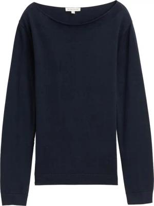 TOM TAILOR Damen Strickpullover mit U-Boot-Ausschnitt, blau, Uni, Gr. XXL