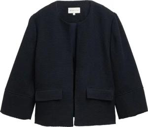 TOM TAILOR Damen Regular Fit Bouclé Jacke, blau, Uni, Gr. 38