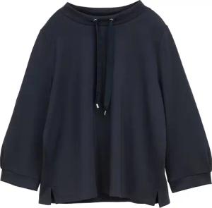 TOM TAILOR Damen Scuba Langarmshirt mit Kordelzug, blau, Uni, Gr. L