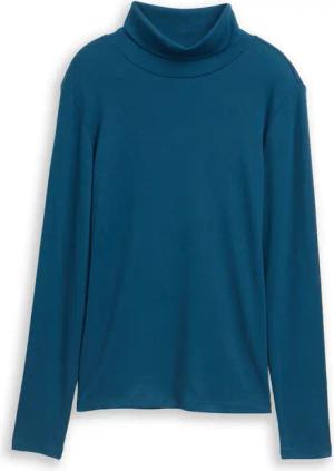 TOM TAILOR Damen Langarmshirt mit Rollkragen, blau, Uni, Gr. XXXL