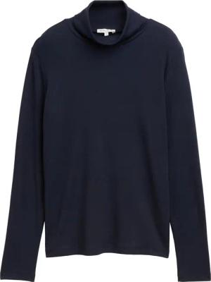 TOM TAILOR Damen Langarmshirt mit Rollkragen, blau, Uni, Gr. M