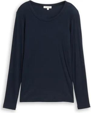 TOM TAILOR Damen Basic Slim Fit Langarmshirt, blau, Uni, Gr. XXXL