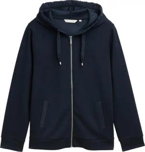 TOM TAILOR Damen Plus Size - Hoodie Sweatjacke aus Scuba, blau, Uni, Gr. 52