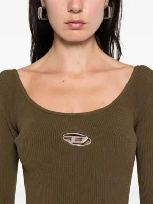 Diesel - `M-Vera` Off-The-Shoulder Dress In Ribbed Knit - Größe L - braun