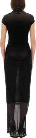 Jean Paul Gaultier - Flocked Logo Mesh Maxi Dress - Größe S - schwarz
