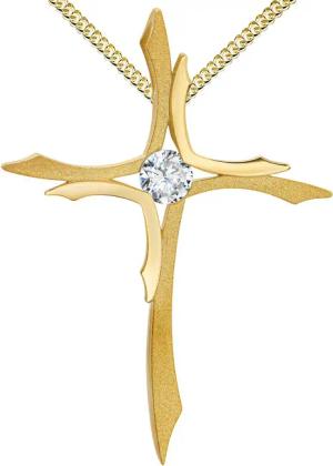 JEVELION Kreuzkette Kreuz Anhänger 585 Gold