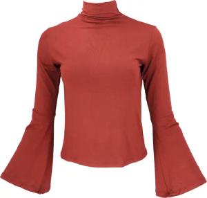 Guru-Shop Longsleeve Schmales Langarmshirt mit Trompetenärmeln