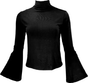 Guru-Shop Longsleeve Schmales Langarmshirt mit Trompetenärmeln