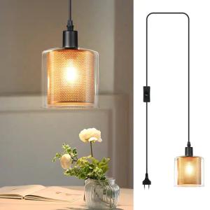 Nettlife Pendelleuchte Vintage Glas Gold E14