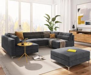 DELIFE Wohnlandschaft Elio, Mikrofaser Graphite 300x185