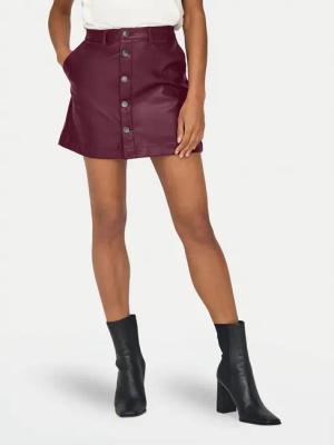 ONLY Rock aus Kunstleder Amazing 15331876 Dunkelrot Slim Fit