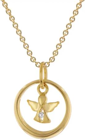 trendor 28210 Taufring Mit Engel Gold 333 / 8K An Vergoldeter Silberkette