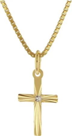 trendor 51954 Kreuz-Anhänger für Kinder Gold 585 mit Vergoldeter Silberkette
