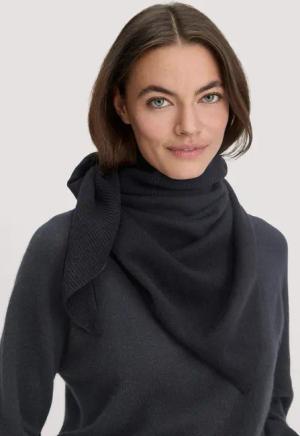 hessnatur Damen Dreieckstuch BETTER RECYCLING aus Kaschmir - schwarz - Größe 57x125 cm