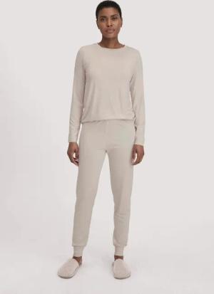hessnatur Damen Schlafhose PURE FLOW aus TENCEL™ Modal - beige - Größe 44
