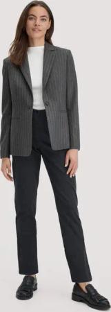 hessnatur Damen Blazer Nadelstreifen Regular aus Schurwolle - grau - Größe 48