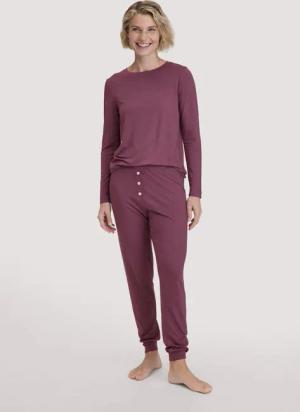 hessnatur Damen Schlafhose PURE FLOW aus TENCEL™ Modal - lila - Größe 38