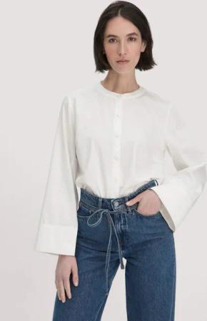 hessnatur Damen Bluse Relaxed aus Bio-Baumwolle - weiß - Größe 40