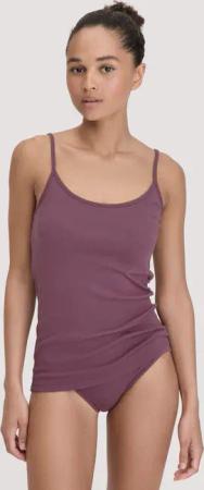 hessnatur Damen Spaghetti-Top im 2er-Pack PURE COTTON aus Bio-Baumwolle - lila - Größe 46