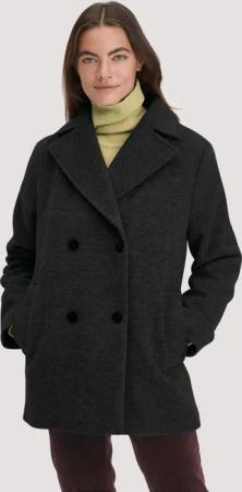 hessnatur Damen Wolljacke Caban Relaxed aus Schurwolle - grau - Größe 36