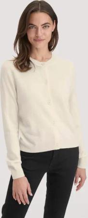hessnatur Damen Strick Jacke Regular aus Schurwolle mit Kaschmir - weiß - Größe XS