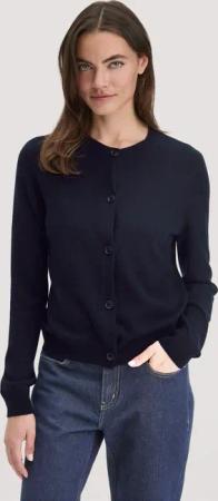 hessnatur Damen Strick Jacke Regular aus Schurwolle mit Kaschmir - blau - Größe L