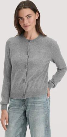 hessnatur Damen Strick Jacke Regular aus Schurwolle mit Kaschmir - grau - Größe S