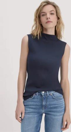 hessnatur Damen Rib Top Slim aus Bio-Baumwolle - blau - Größe 36