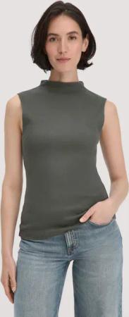 hessnatur Damen Rib Top Slim aus Bio-Baumwolle - grün - Größe 48