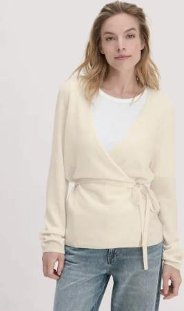 hessnatur Damen Strick Jacke Relaxed aus Schurwolle mit Kaschmir - weiß - Größe M