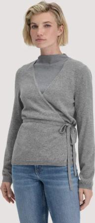 hessnatur Damen Strick Jacke Relaxed aus Schurwolle mit Kaschmir - grau - Größe XL