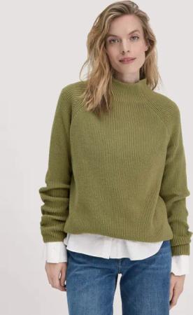 hessnatur Damen Pullover Relaxed aus Bio-Baumwolle - grün - Größe XL
