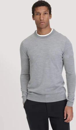 hessnatur Herren Strick Pullover Regular aus Bio-Merinowolle - grau - Größe S