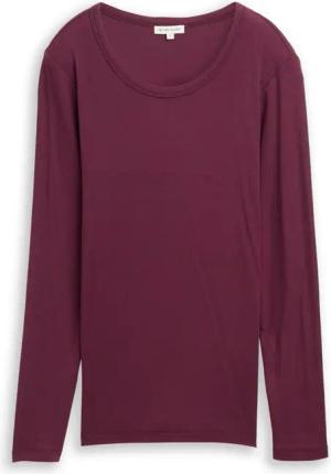 TOM TAILOR Damen Basic Slim Fit Langarmshirt, rot, Uni, Gr. XXXL