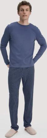 hessnatur Herren Longsleeve PURE NATURE aus Bio-Baumwolle - blau - Größe 54