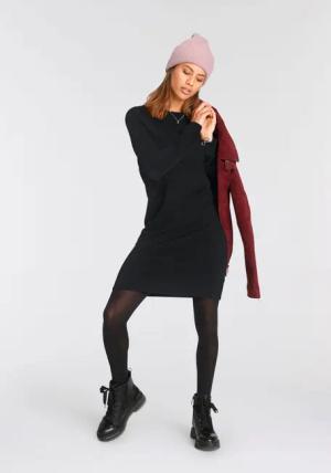Tamaris Strickkleid kurzes Kleid, figurumspielend, aus