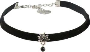 Alpenflüstern Choker Trachten-Samt-Kropfband Strass-Edelweiß Perle (schwarz),